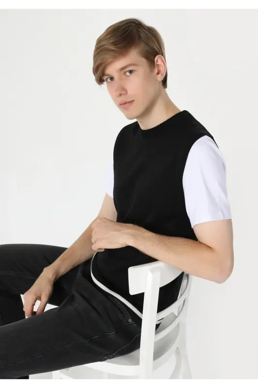 Slim Fit qora erkaklar triko ko'ylagi - 1