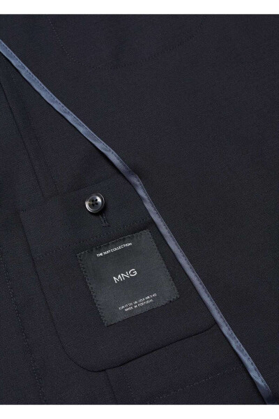 Slim Fit Raw Wool Blazer Jacket - 5