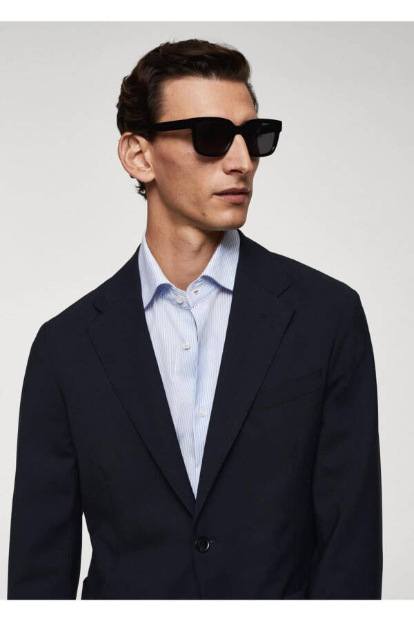 Slim Fit Raw Wool Blazer Jacket - 7