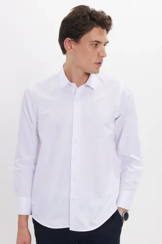 Slim Fit рубашка с длинными рукавами, легко гладится, впитывает пот, дышащая ткань, на все четыре сезона, белая мужская рубашка под галстук-белая 