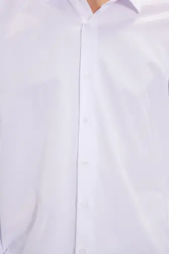 Slim Fit рубашка с длинными рукавами, легко гладится, впитывает пот, дышащая ткань, на все четыре сезона, белая мужская рубашка под галстук-белая - 5