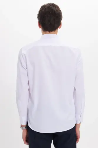Slim Fit рубашка с длинными рукавами, легко гладится, впитывает пот, дышащая ткань, на все четыре сезона, белая мужская рубашка под галстук-белая - 7