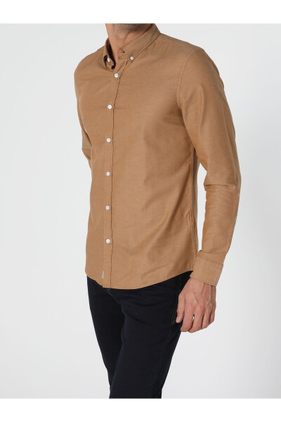 Slim Fit Saffron Men's Long Sleeve Shirt - 8