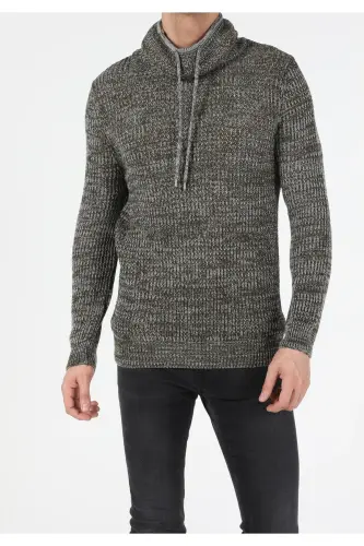 Slim Fit Sal Yaka Erkek Yeşil Kazak - q1.v1_KML - 1