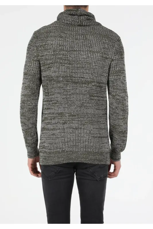 Slim Fit Sal Yaka Erkek Yeşil Kazak - q1.v1_KML - 2