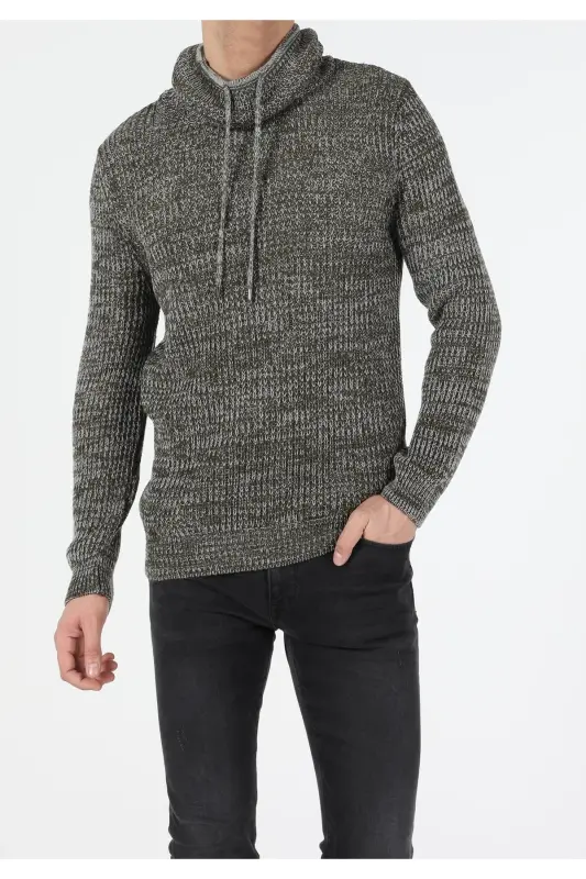 Slim Fit Sal Yaka Erkek Yeşil Kazak - q1.v1_KML - 4