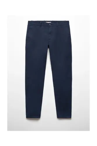 Slim fit serge chino trousers-Dark Navy - 1