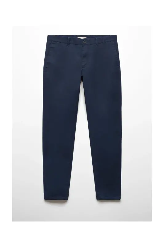 Slim fit serge chino trousers-Dark Navy - MANGO MAN