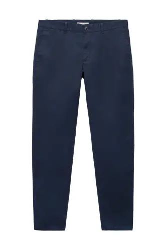 Slim fit serge chino trousers-Dark Navy - 2