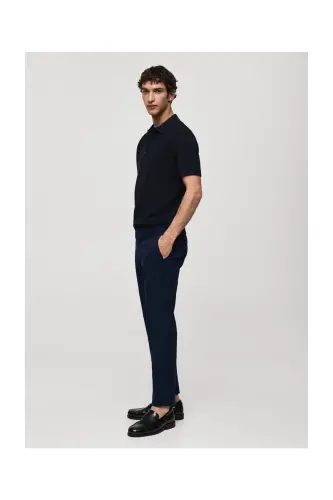 Slim fit serge chino trousers-Dark Navy - 4