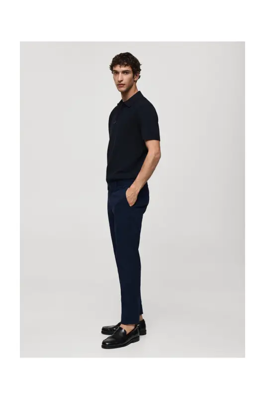 Slim fit serge chino trousers-Dark Navy - 4