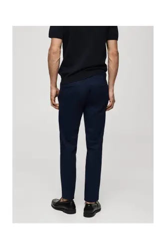 Slim fit serge chino trousers-Dark Navy - 7