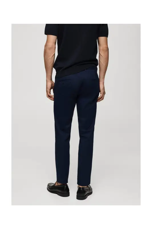 Slim fit serge chino trousers-Dark Navy - 7