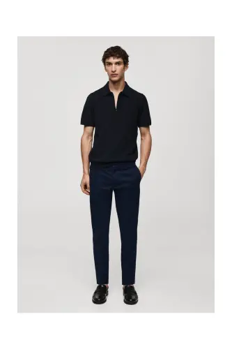Slim fit serge chino trousers-Dark Navy - 8