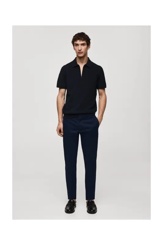 Slim fit serge chino trousers-Dark Navy - 8