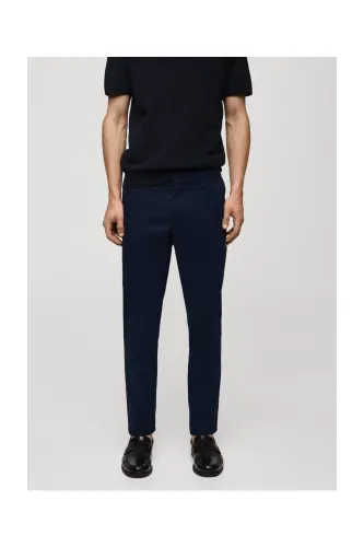 Slim fit serge chino trousers-Dark Navy - 9