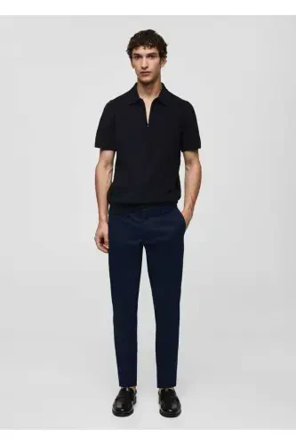Slim Fit Serge Chino Trousers-Navy Blue - 2
