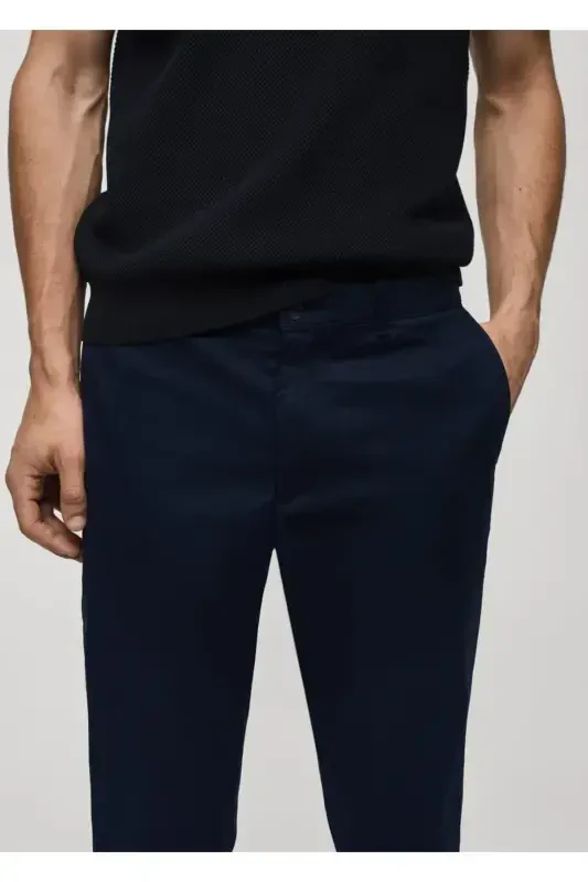 Slim Fit Serge Chino Trousers-Navy Blue - 7