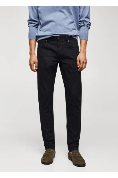 Slim fit serge cotton pants - MANGO MAN