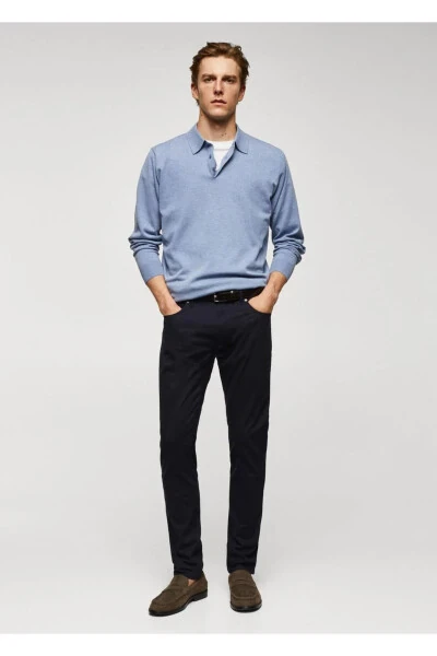Slim fit serge cotton pants - MANGO MAN (1)