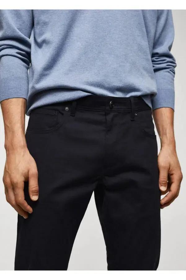 Slim fit serge cotton pants - 8