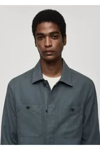 Slim fit shirt jacket with pockets - MANGO MAN (1)