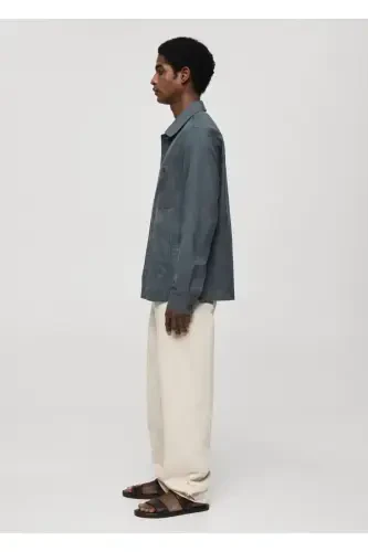 Slim fit shirt jacket with pockets - 5