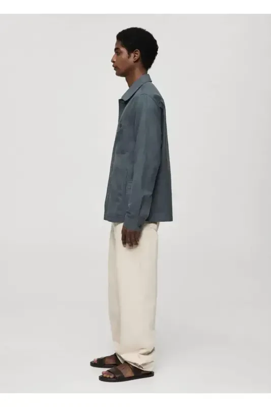 Slim fit shirt jacket with pockets - 5