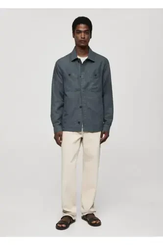 Slim fit shirt jacket with pockets - 6