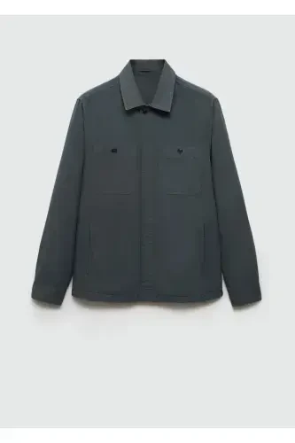 Slim fit shirt jacket with pockets - 7