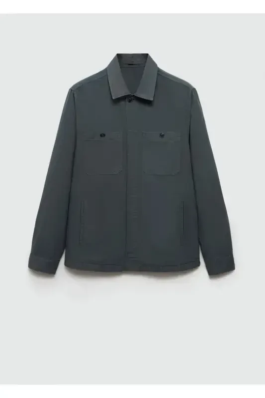 Slim fit shirt jacket with pockets - 7