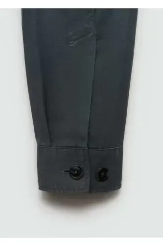 Slim fit shirt jacket with pockets - 8