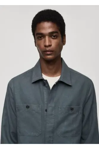 Slim fit shirt jacket with pockets - MANGO MAN (1)