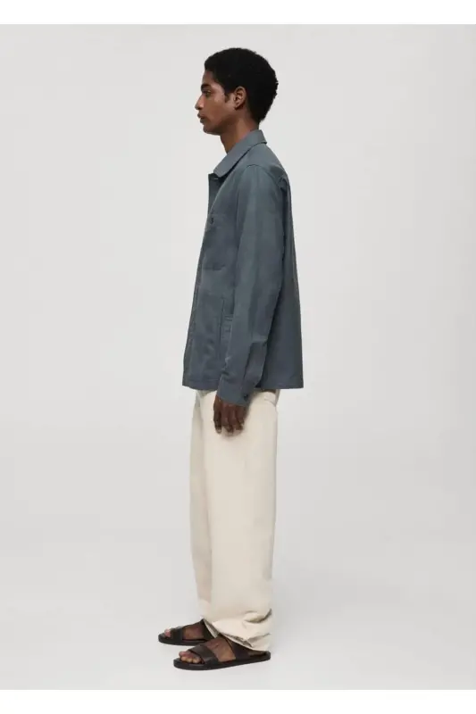 Slim fit shirt jacket with pockets - 5