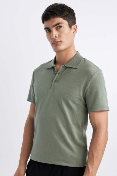 Slim Fit Short Sleeve Cotton Basic Plain Polo T-Shirt Light Green - 1