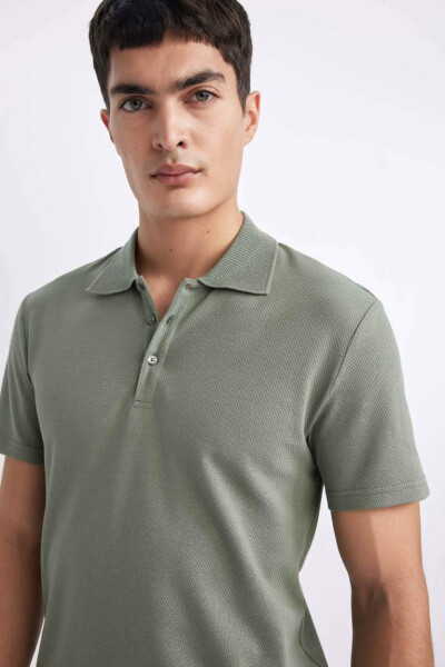 Slim Fit Short Sleeve Cotton Basic Plain Polo T-Shirt Light Green - 4