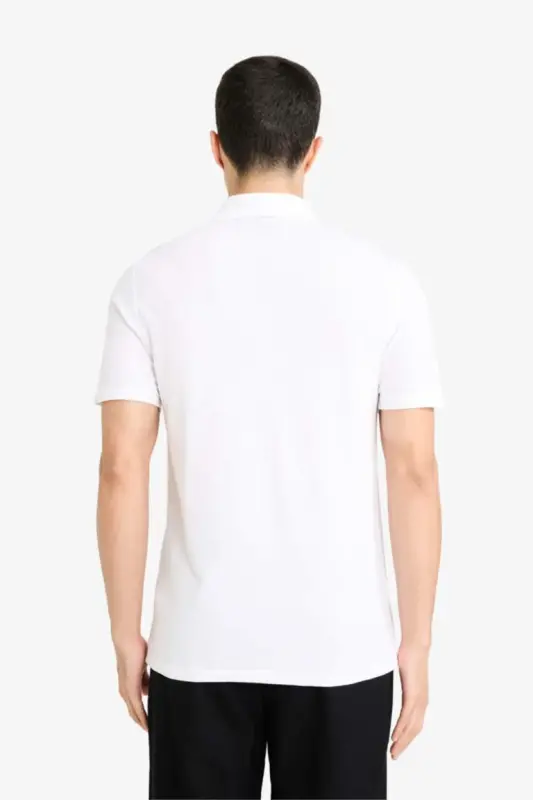 Slim Fit Short Sleeve Cotton Basic Plain Polo T-Shirt White - 5