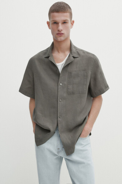 Slim fit short-sleeved linen shirt - 2