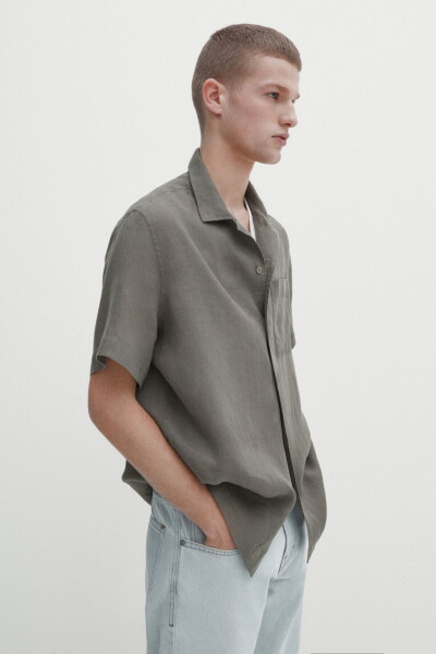 Slim fit short-sleeved linen shirt - 5