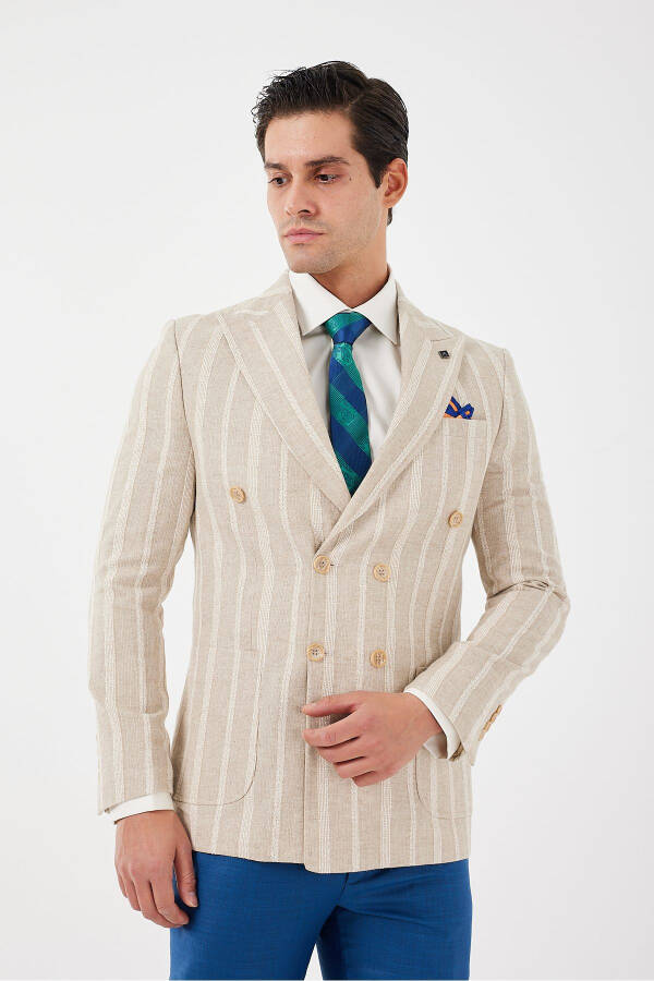 Slim Fit Single Blazer 7163-1 Beige - 1