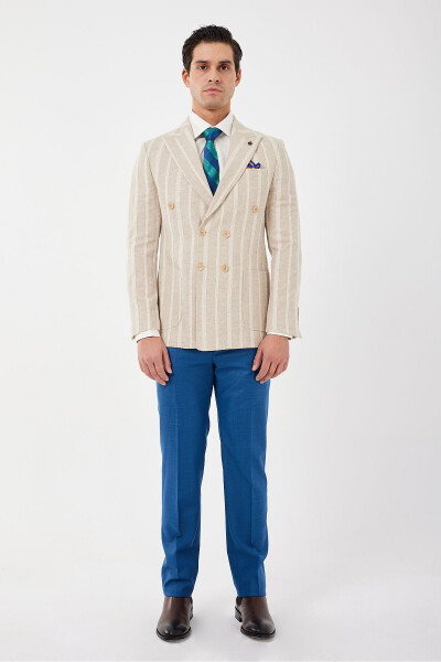 Slim Fit Single Blazer 7163-1 Beige - 2