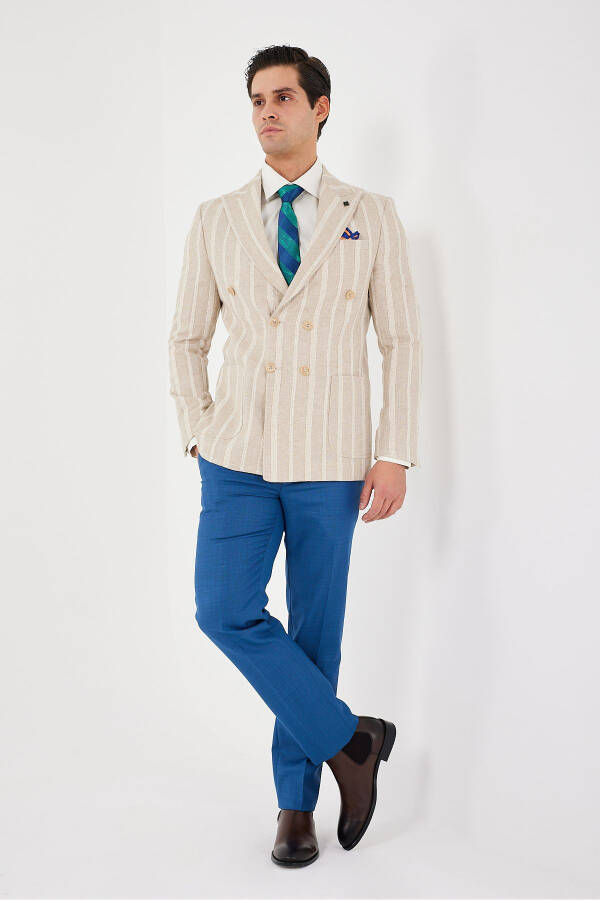 Slim Fit Single Blazer 7163-1 Beige - 4