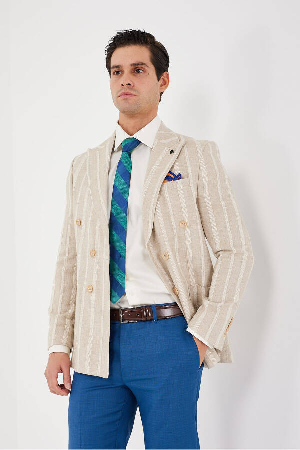 Slim Fit Single Blazer 7163-1 Beige - 5