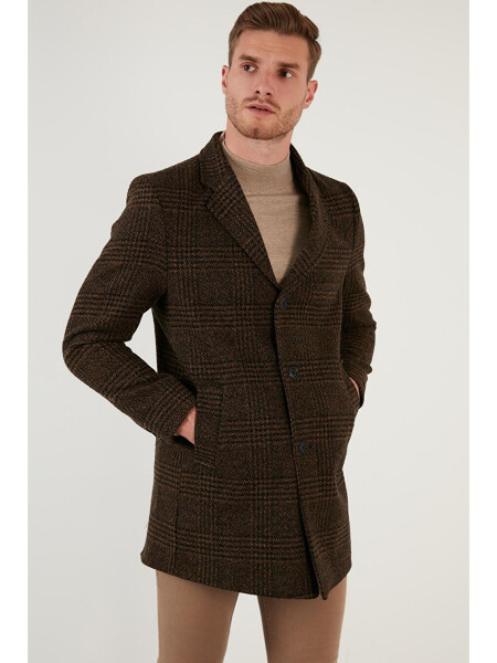 Slim Fit Single Breasted Mono Collar Cashmere Coat 5840098 - 7