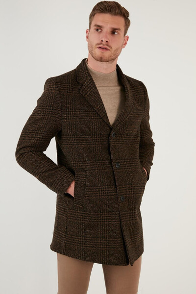 Slim Fit Single Breasted Mono Collar Cashmere Coat 5840098 - 17