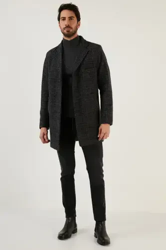 Slim Fit Single Breasted Notch Lapel Wool Coat - 6