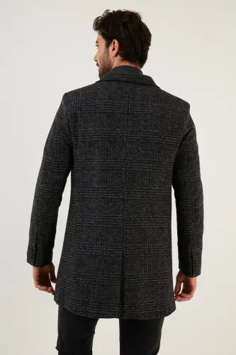 Slim Fit Single Breasted Notch Lapel Wool Coat - 5