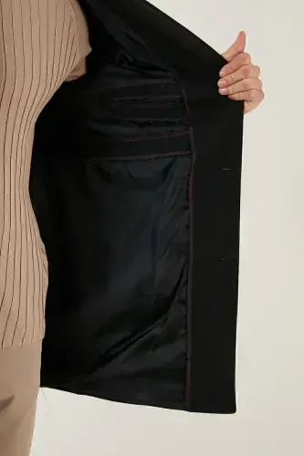 Slim Fit Single Slit Buttoned Mono Collar Wool Coat Men's Coat 5840098-SMOKE GRAY - 5