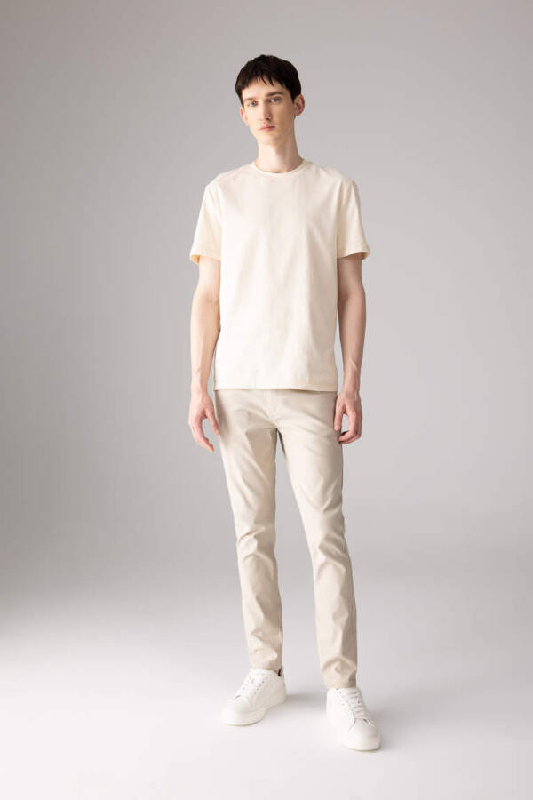 Slim Fit Skinny Chino Canvas Pants Sand - 3