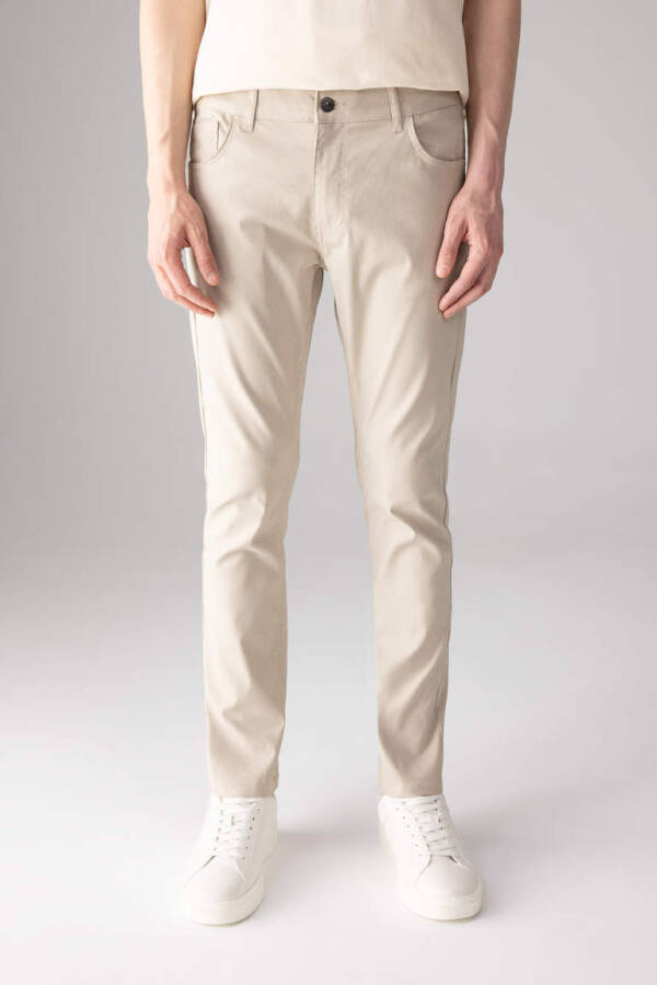 Slim Fit Skinny Chino Canvas Pants Sand - 4